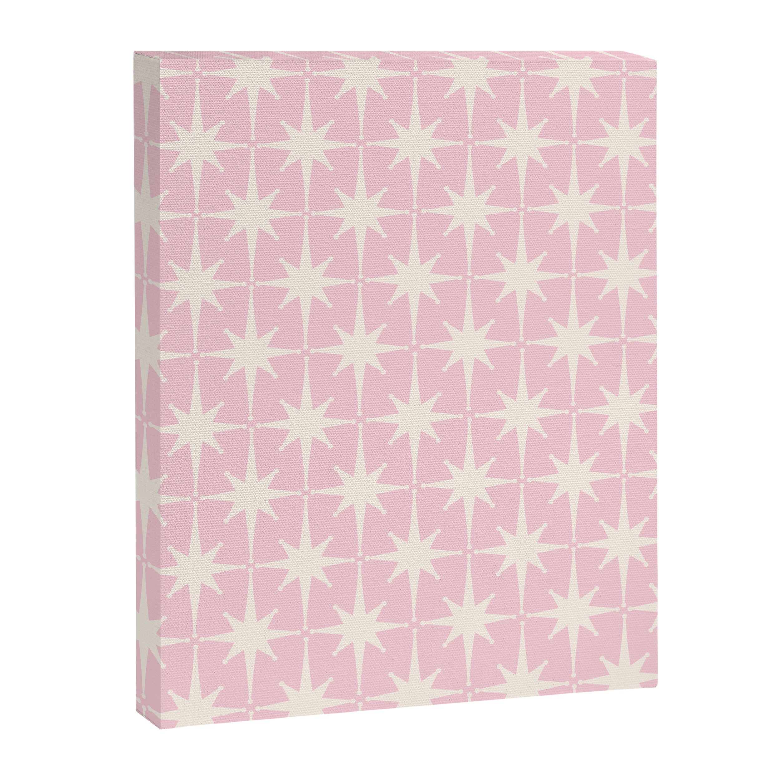 Midcentury Modern Atomic Starburst Pattern Baby Pink and Cream  Canvas Print Gallery Image 6