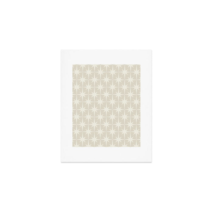 Midcentury Modern Atomic Starburst Pattern Beige Cream  Art Print Gallery Image 1