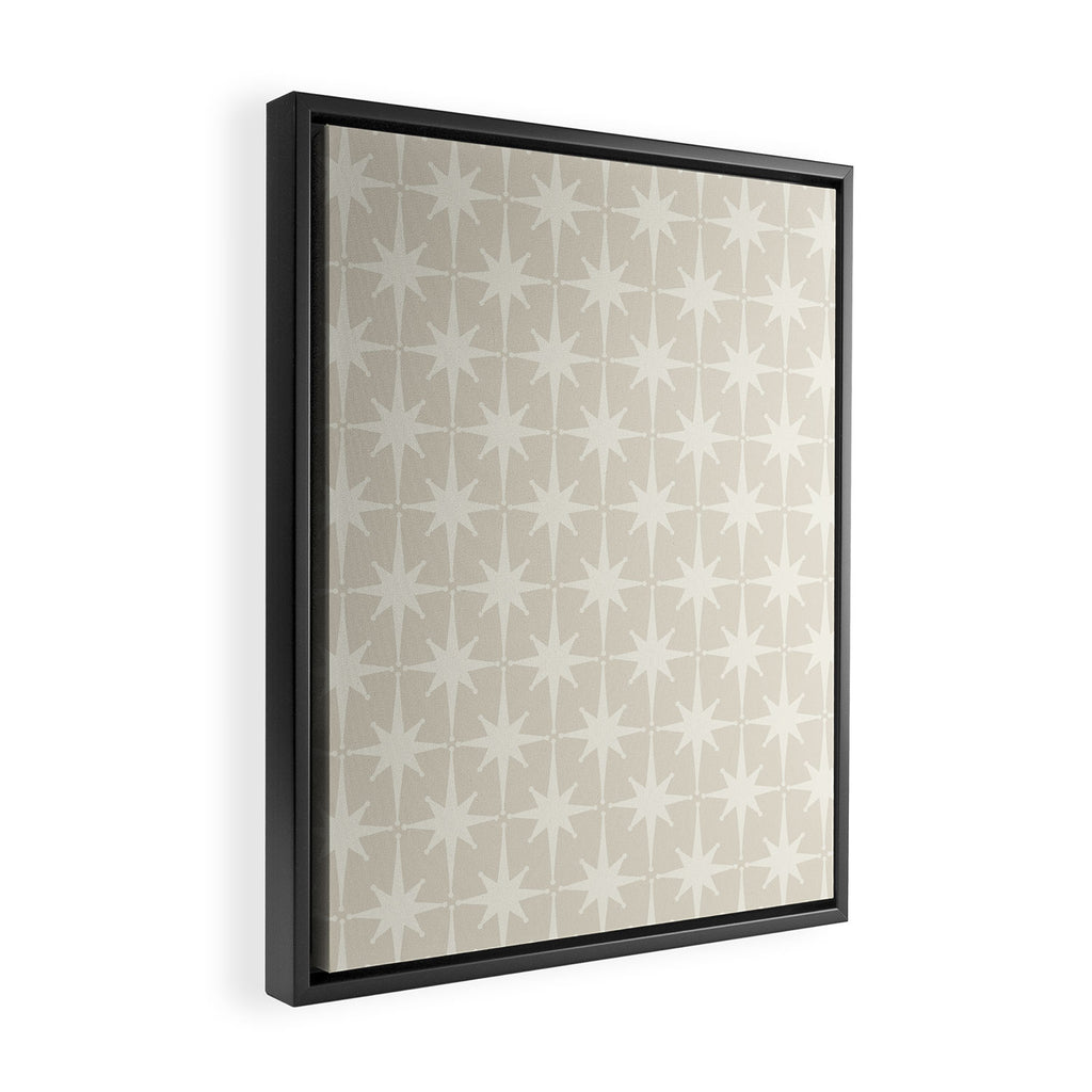 Midcentury Modern Atomic Starburst Pattern Beige Cream  Framed Canvas Print Gallery Image 2
