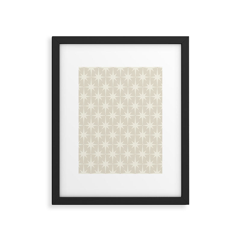 Midcentury Modern Atomic Starburst Pattern Beige Cream  Framed Art Print Gallery Image 5