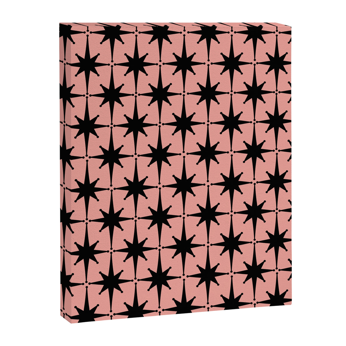 Midcentury Modern Atomic Starburst Pattern in 50s Bathroom Pink and Black Canvas Print Gallery Image 6