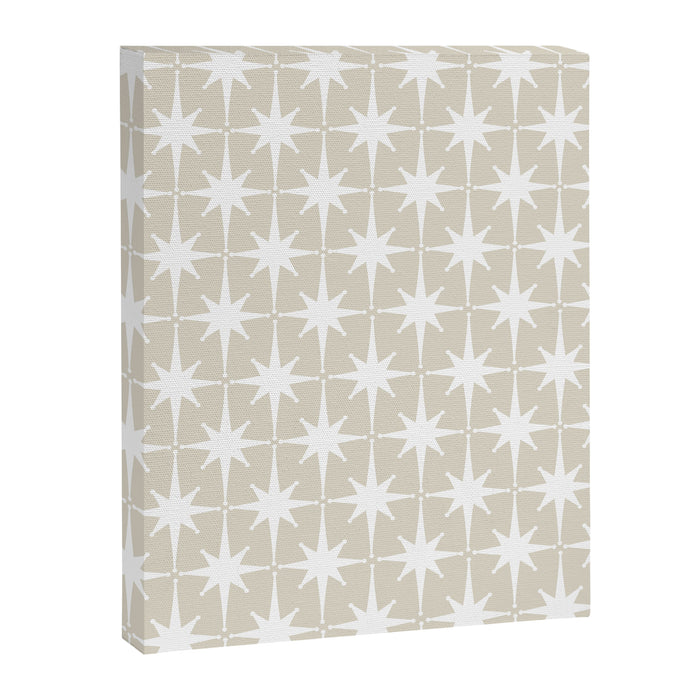 Midcentury Modern Atomic Starburst Pattern in Beige and White  Canvas Print Gallery Image 1