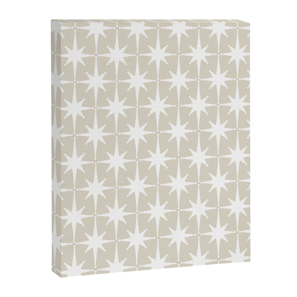 Midcentury Modern Atomic Starburst Pattern in Beige and White  Canvas Print Gallery Image 6