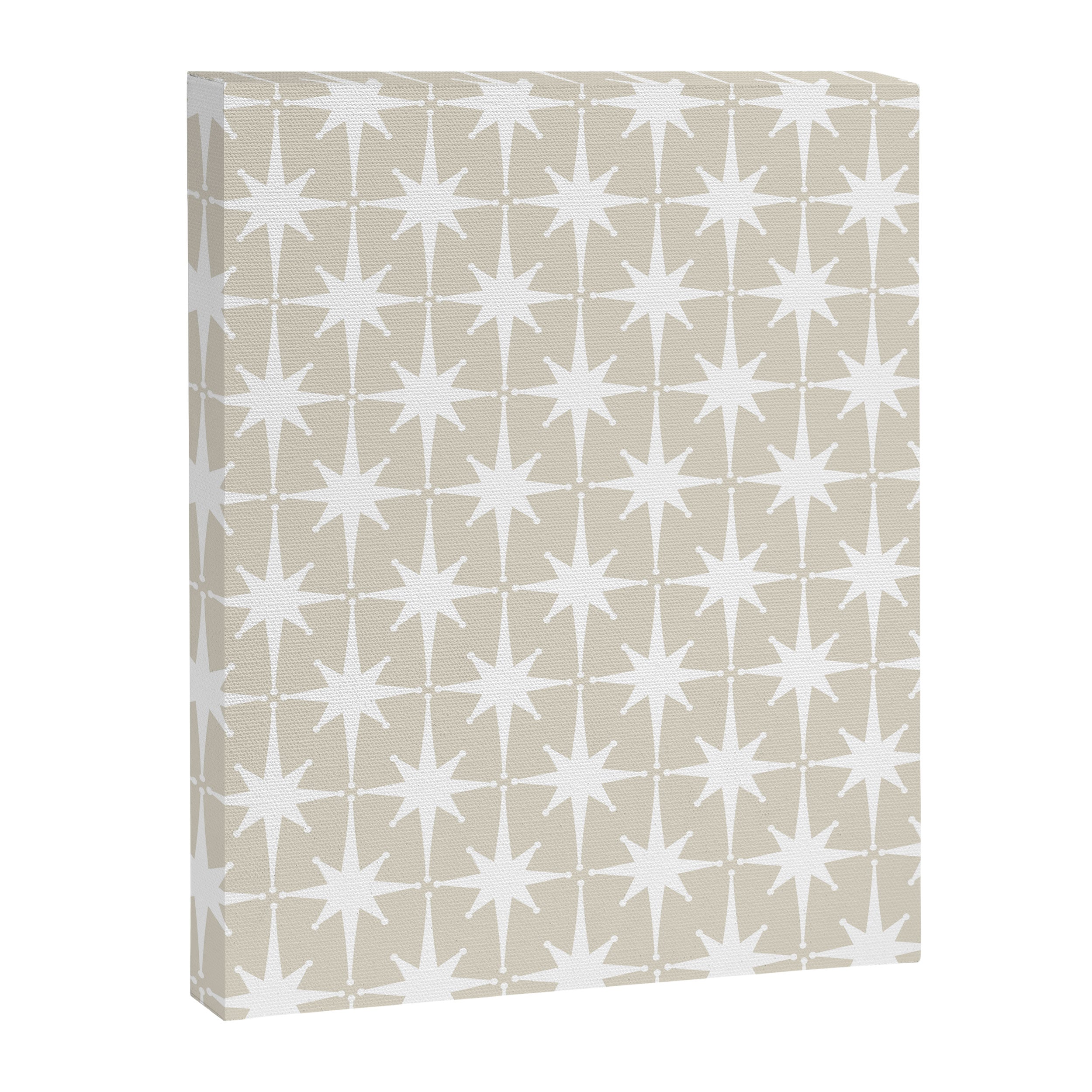 Midcentury Modern Atomic Starburst Pattern in Beige and White  Canvas Print Gallery Image 6