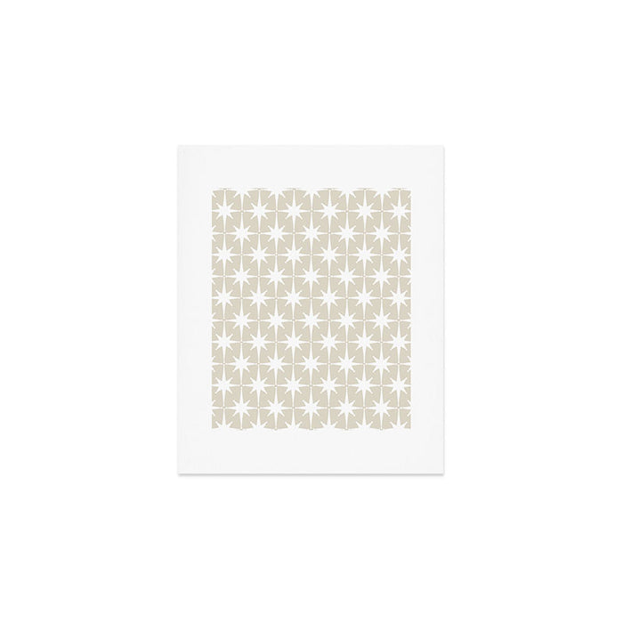 Midcentury Modern Atomic Starburst Pattern in Beige and White  Art Print Gallery Image 1
