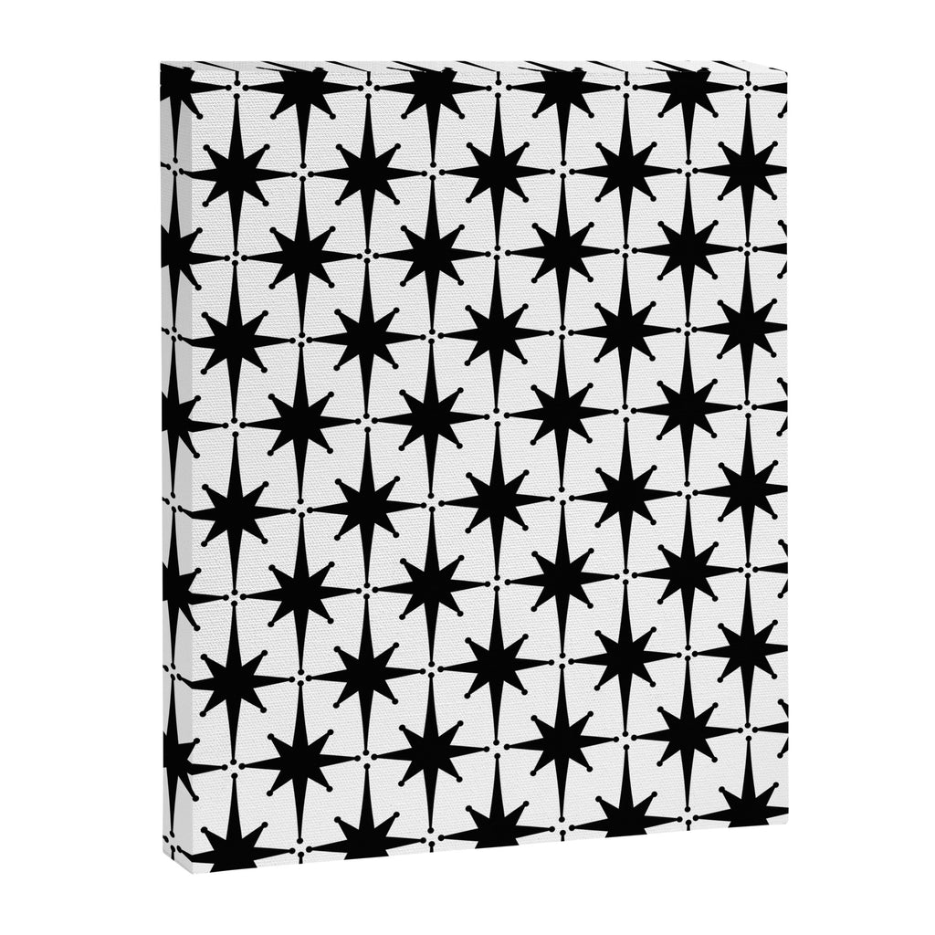 Midcentury Modern Atomic Starburst Pattern in Black and White Canvas Print Gallery Image 6