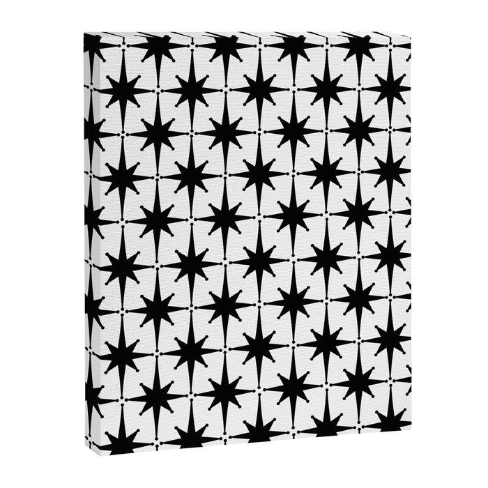 Midcentury Modern Atomic Starburst Pattern in Black and White Canvas Print Gallery Image 1