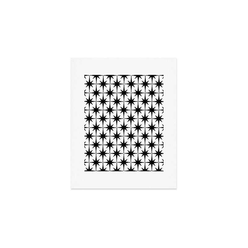Midcentury Modern Atomic Starburst Pattern in Black and White Art Print Gallery Image 1