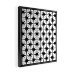 Midcentury Modern Atomic Starburst Pattern in Black and White Framed Canvas Print Gallery Image 2