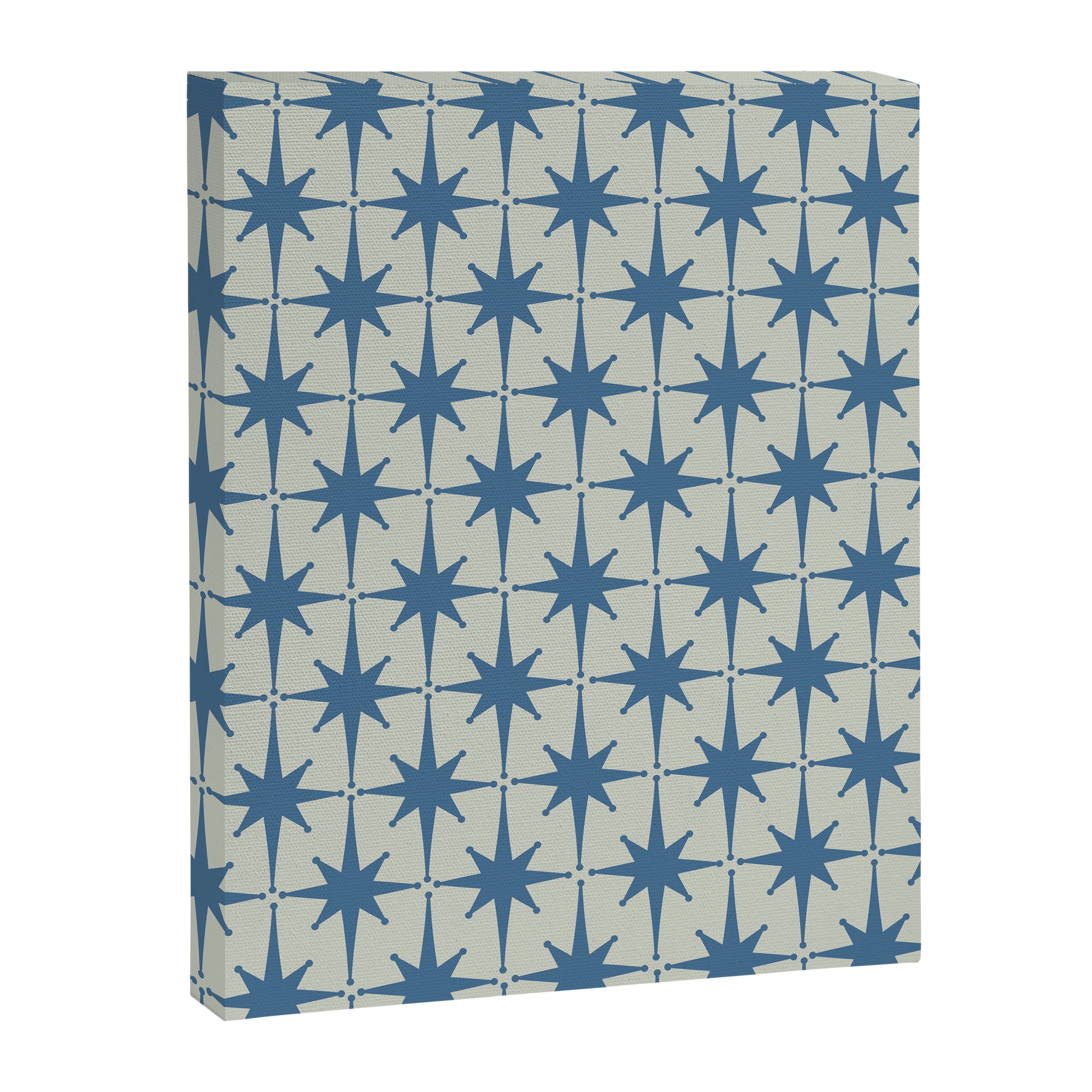 Midcentury Modern Atomic Starburst Pattern in Blue Greige Canvas Print Gallery Image 6