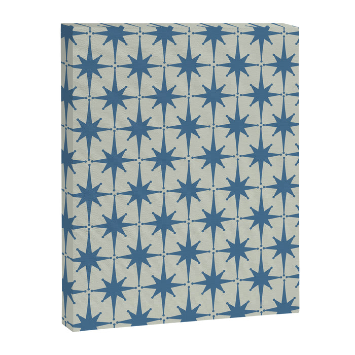 Midcentury Modern Atomic Starburst Pattern in Blue Greige Canvas Print Gallery Image 1