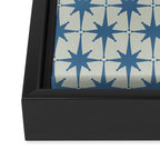 Midcentury Modern Atomic Starburst Pattern in Blue Greige Framed Canvas Print Gallery Image 3