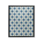 Midcentury Modern Atomic Starburst Pattern in Blue Greige Framed Canvas Print Gallery Image 6