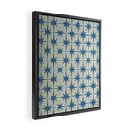 Midcentury Modern Atomic Starburst Pattern in Blue Greige Framed Canvas Print Gallery Image 2