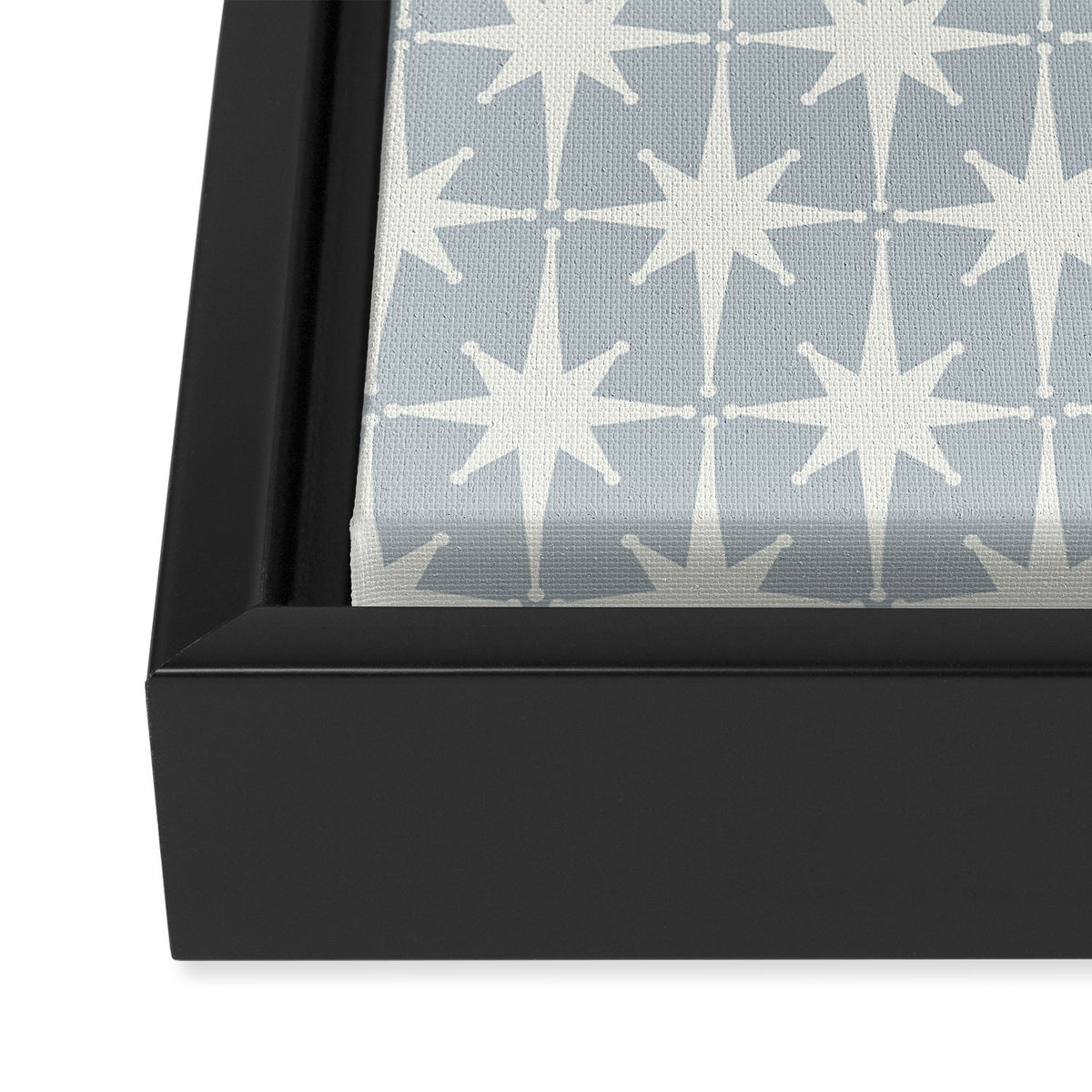 Midcentury Modern Atomic Starburst Pattern in Gray Framed Canvas Print Gallery Image 3