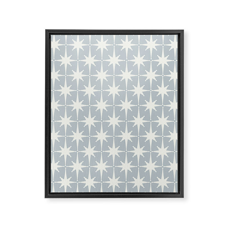 Midcentury Modern Atomic Starburst Pattern in Gray Framed Canvas Print Gallery Image 6