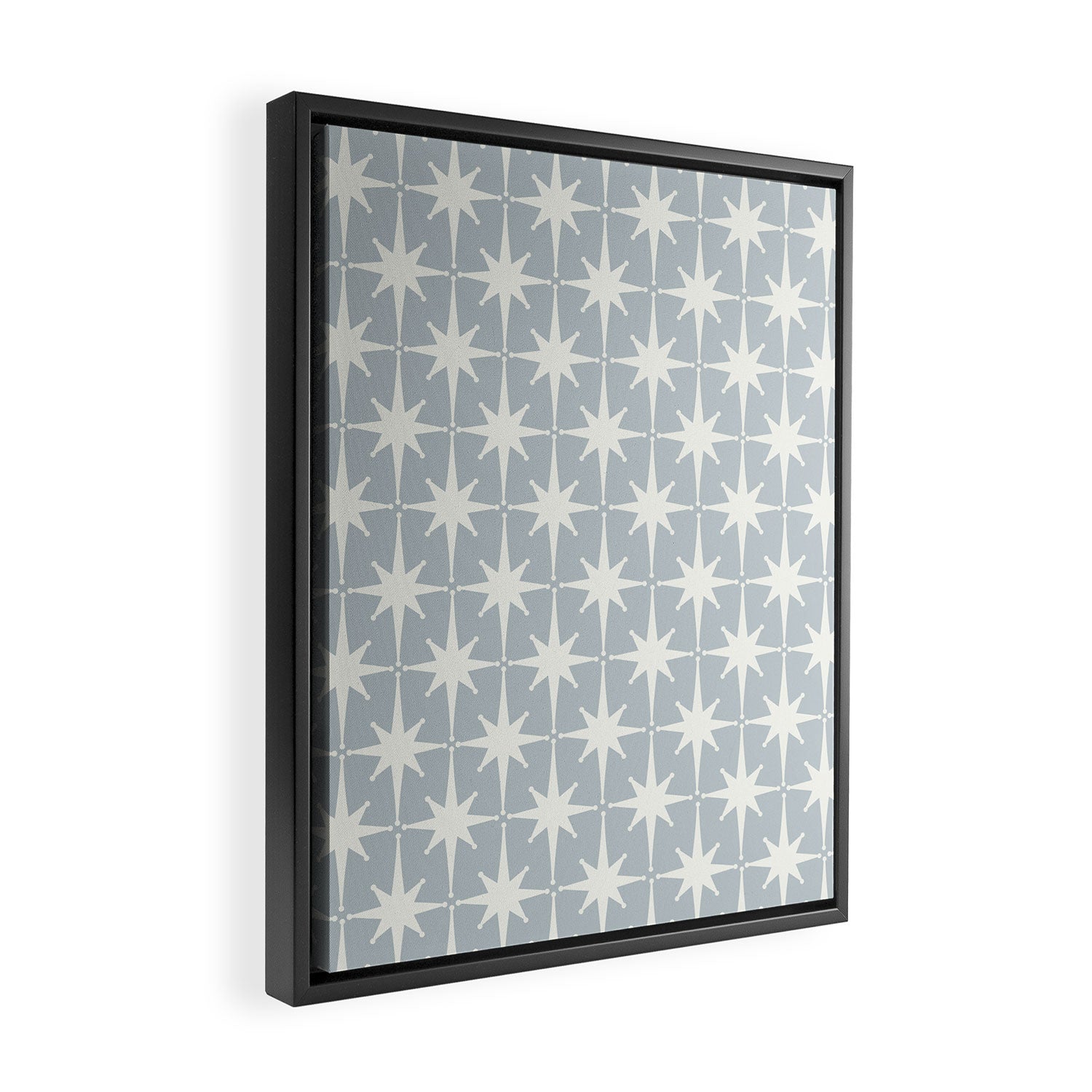 Midcentury Modern Atomic Starburst Pattern in Gray Framed Canvas Print Gallery Image 2