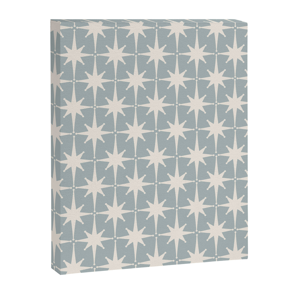 Midcentury Modern Atomic Starburst Pattern in Light Blue Gray and Cream Canvas Print Gallery Image 6