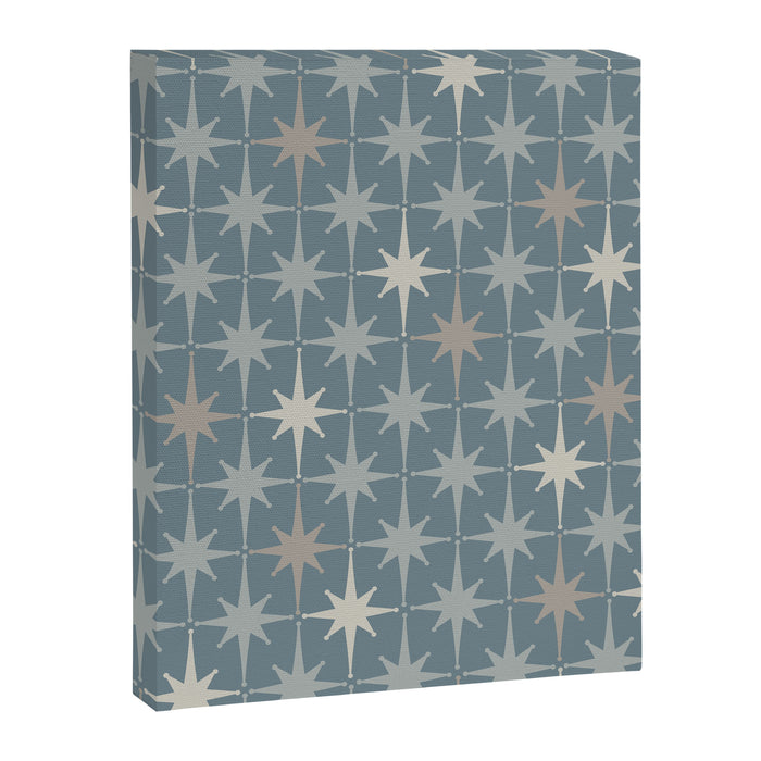 Midcentury Modern Atomic Starburst Pattern in Light Neutral Blue Gray Tones Canvas Print Gallery Image 1