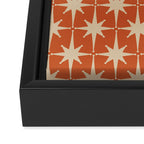 Midcentury Modern Atomic Starburst Pattern in Mid Mod Burnt Orange and Beige Framed Canvas Print Gallery Image 3