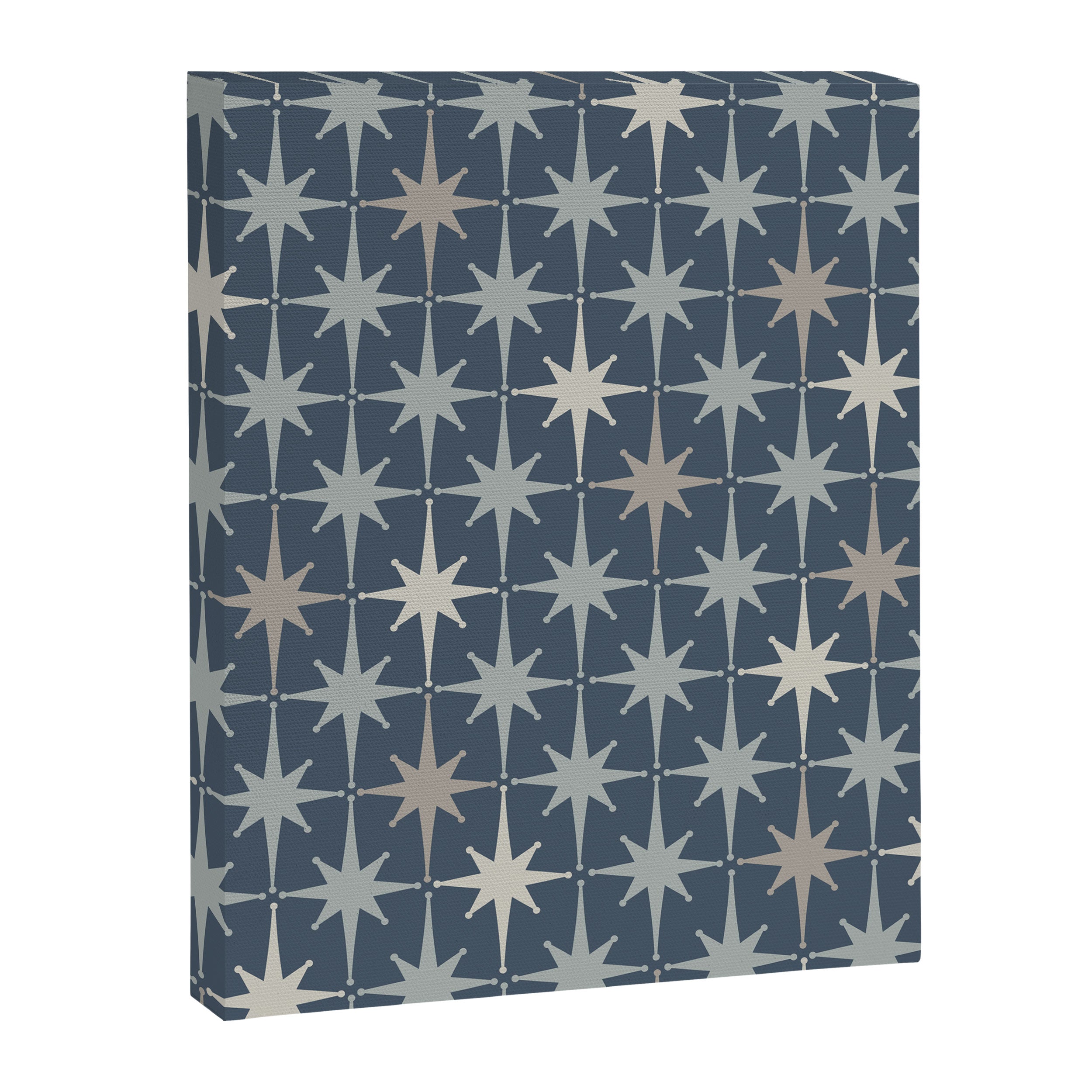 Midcentury Modern Atomic Starburst Pattern in Neutral Blue Gray Tones Canvas Print Gallery Image 6
