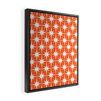 Midcentury Modern Atomic Starburst Pattern in Orange and White Framed Canvas Print Gallery Image 2