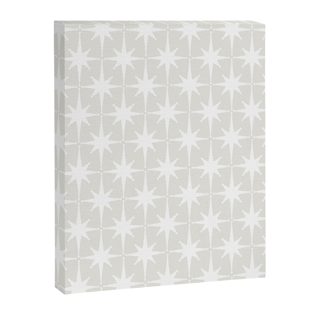 Midcentury Modern Atomic Starburst Pattern in Pale Beige Greige and White Canvas Print Gallery Image 6