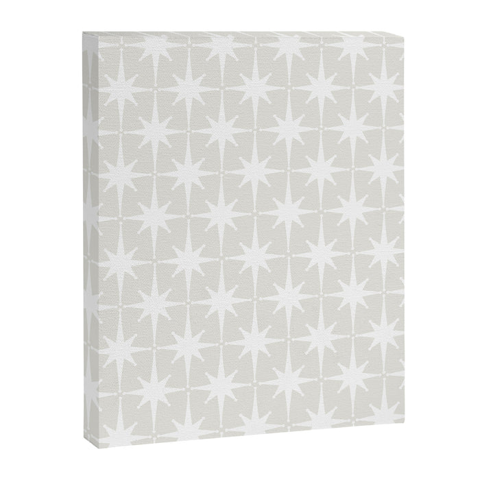 Midcentury Modern Atomic Starburst Pattern in Pale Beige Greige and White Canvas Print Gallery Image 1