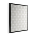 Midcentury Modern Atomic Starburst Pattern in Pale Beige Greige and White Framed Canvas Print Gallery Image 2
