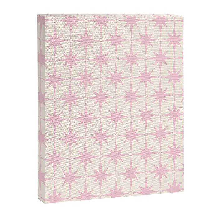 Midcentury Modern Atomic Starburst Pattern in Pale Pink and Light Cream Canvas Print Gallery Image 1