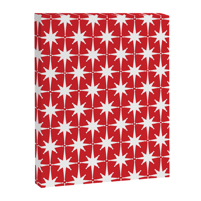 Midcentury Modern Atomic Starburst Pattern in Red and White Canvas Print Gallery Image 1