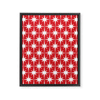 Midcentury Modern Atomic Starburst Pattern in Red and White Framed Canvas Print Gallery Image 6