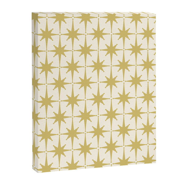 Midcentury Modern Atomic Starburst Pattern in Retro Gold and Cream Tones Canvas Print Gallery Image 1