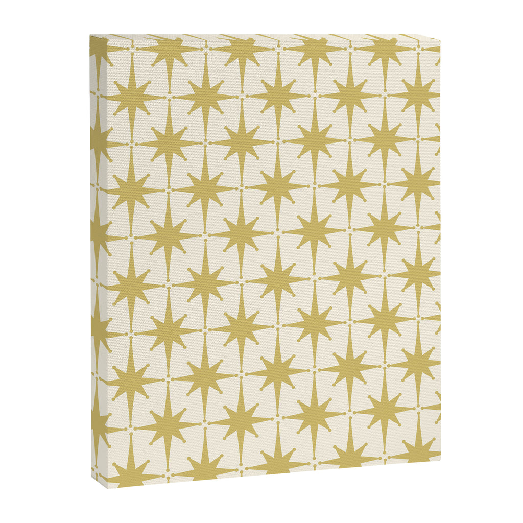 Midcentury Modern Atomic Starburst Pattern in Retro Gold and Cream Tones Canvas Print Gallery Image 6