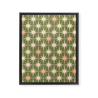 Midcentury Modern Atomic Starburst Pattern in Retro Olive Green and Vintage Blush Pink Framed Canvas Print Gallery Image 6