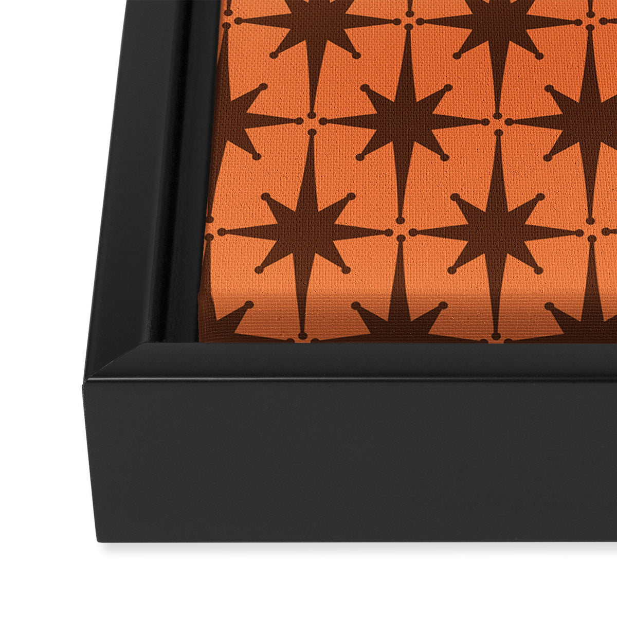 Midcentury Modern Atomic Starburst Pattern in Retro Orange and Brown  Framed Canvas Print Gallery Image 3