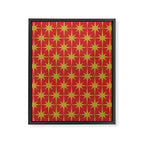 Midcentury Modern Atomic Starburst Pattern in Retro Red and Muted Mustard Framed Canvas Print Gallery Image 6