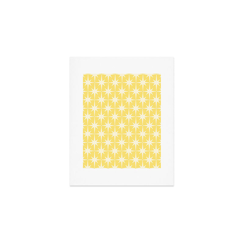 Midcentury Modern Atomic Starburst Pattern in Soft Yellow Art Print Gallery Image 1