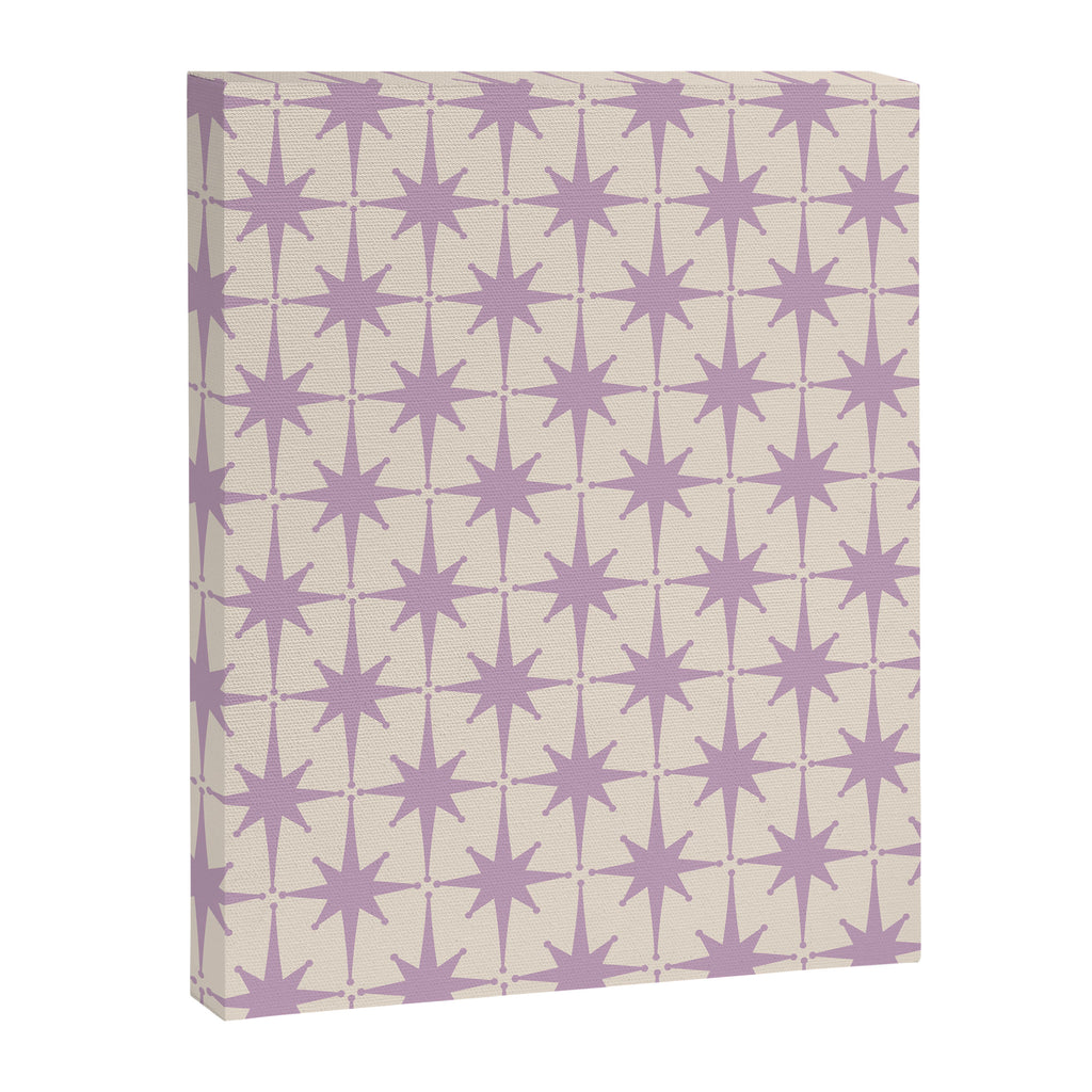 Midcentury Modern Atomic Starburst Pattern Lilac Cream Canvas Print Gallery Image 6