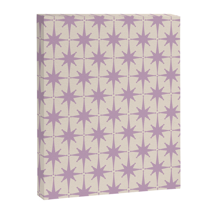 Midcentury Modern Atomic Starburst Pattern Lilac Cream Canvas Print Gallery Image 1