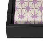 Midcentury Modern Atomic Starburst Pattern Lilac Cream Framed Canvas Print Gallery Image 3