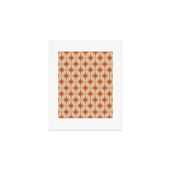 Midcentury Modern Atomic Starburst Pattern Mid Mod Burnt Orange and Beige Art Print Gallery Image 1