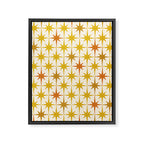 Midcentury Modern Atomic Starburst Pattern Mustard Ochre Orange Gold Cream Framed Canvas Print Gallery Image 6