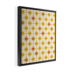 Midcentury Modern Atomic Starburst Pattern Mustard Ochre Orange Gold Cream Framed Canvas Print Gallery Image 2