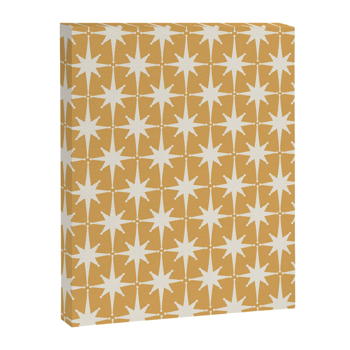 Midcentury Modern Atomic Starburst Pattern Muted Mustard Gold and Cream Canvas Print Gallery Image 1