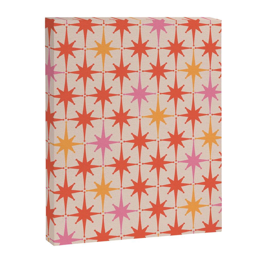 Midcentury Modern Atomic Starburst Pattern Pink Orange Canvas Print Gallery Image 6