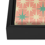 Mid-Century Modern Atomic Stars Pattern Blush Pink Teal Mint Cream Framed Canvas Print Gallery Image 3