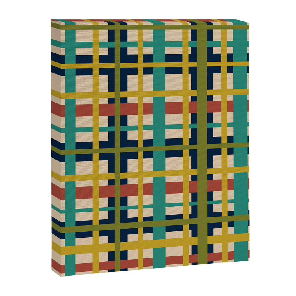 Midcentury Modern Colorful Retro Plaid Pattern Canvas Print Gallery Image 8