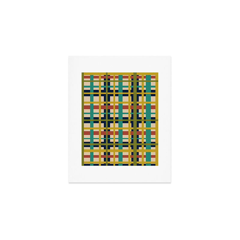 Midcentury Modern Colorful Retro Plaid Pattern Art Print Gallery Image 1
