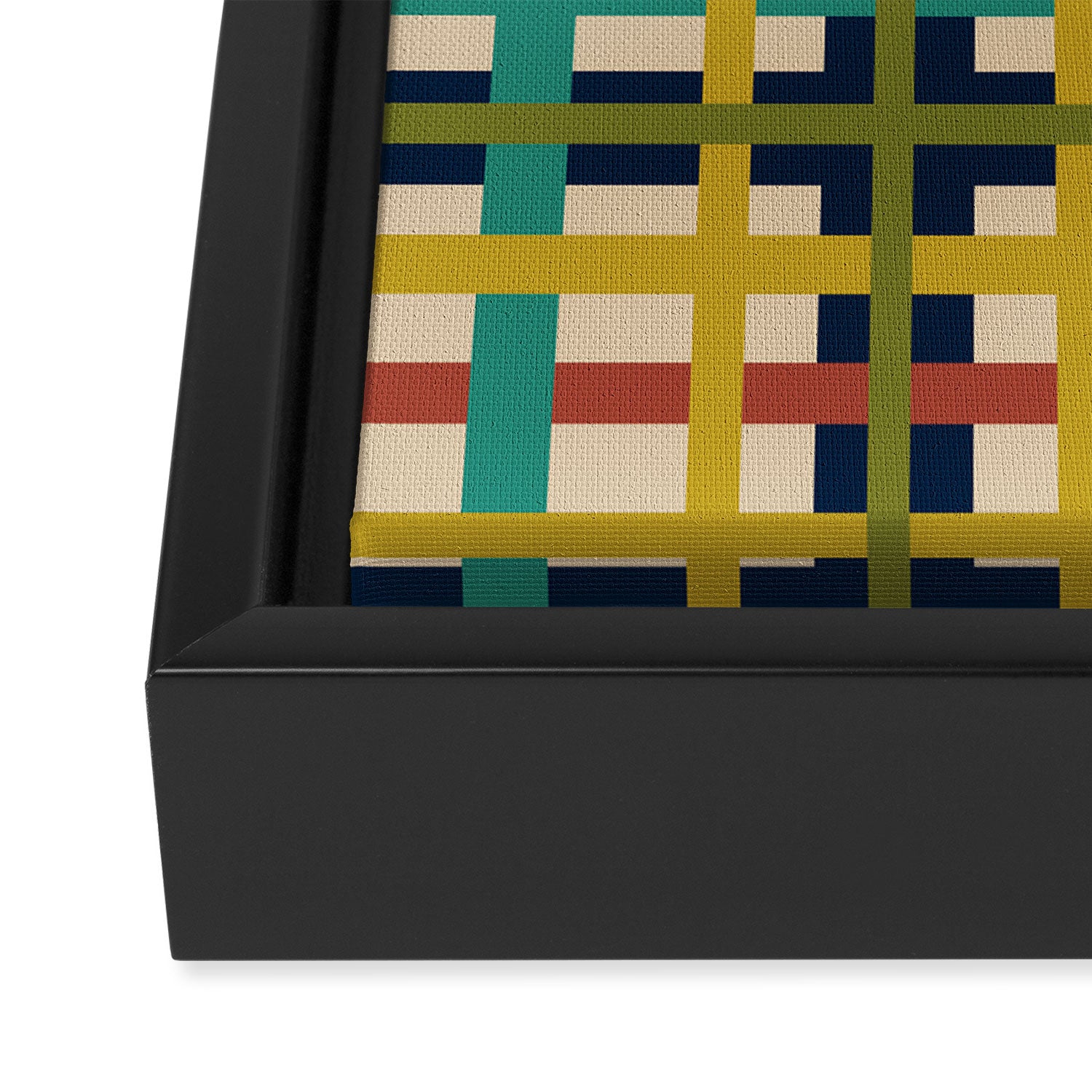 Midcentury Modern Colorful Retro Plaid Pattern Framed Canvas Print Gallery Image 3